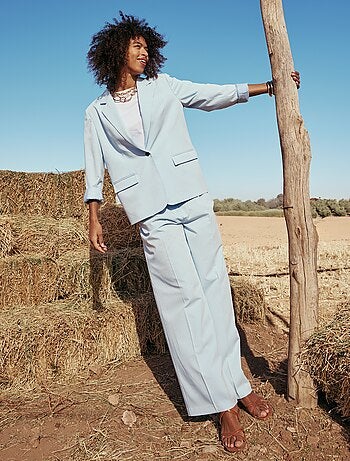 Pantalon large taille haute à 5 poches