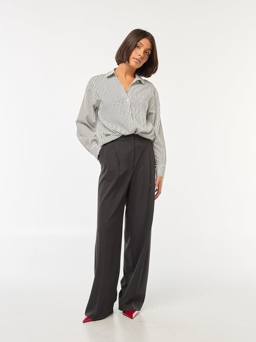 Pantalon large taille haute à 5 poches - Kiabi