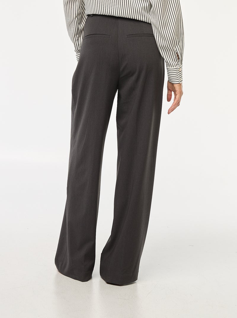 Pantalon large taille haute à 5 poches Gris - Kiabi