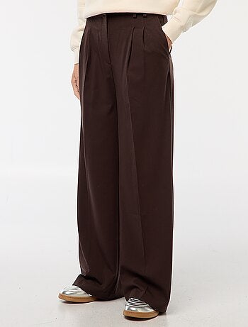Pantalon large taille haute à 5 poches