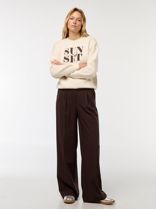 Pantalon large taille haute à 5 poches - Kiabi