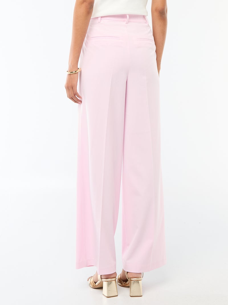 Pantalon large taille haute à 5 poches Rose - Kiabi