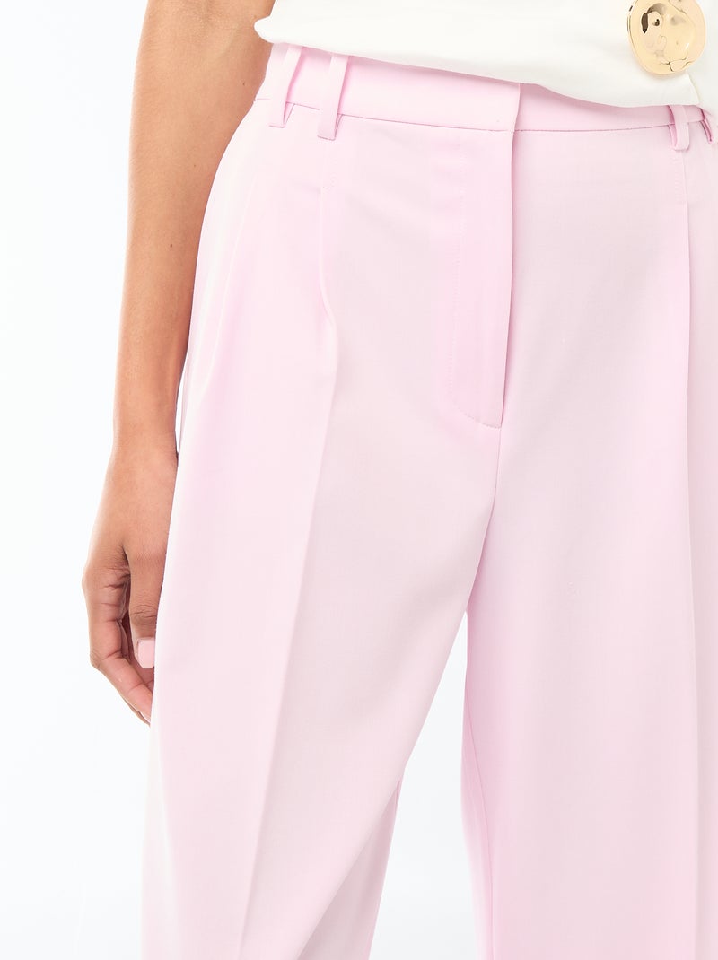 Pantalon large taille haute à 5 poches Rose - Kiabi