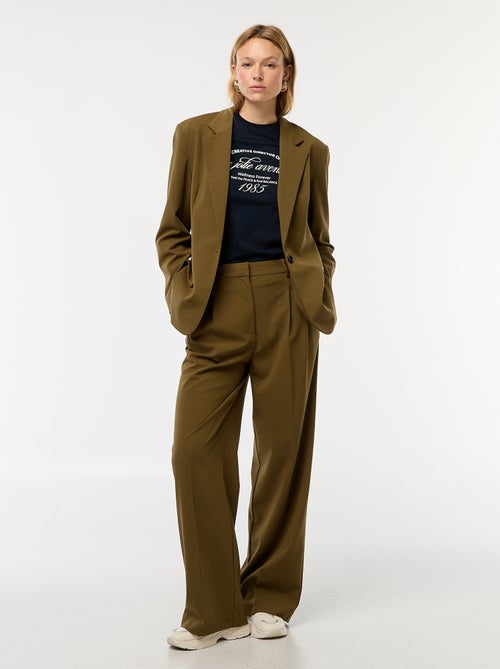 Pantalon large taille haute à 5 poches - Kiabi