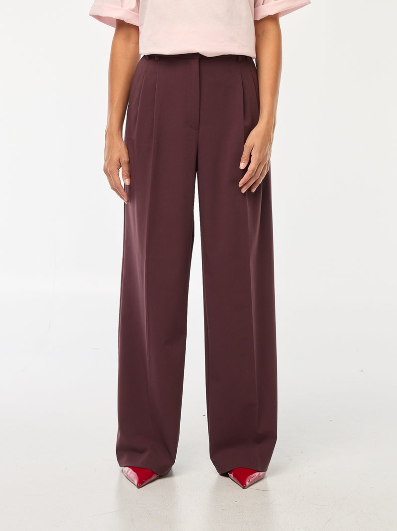 Pantalon large taille haute à 5 poches Violet - Kiabi
