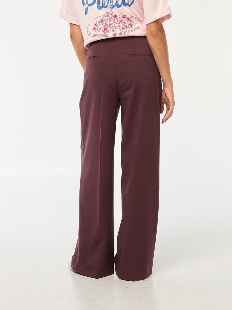 Pantalon large taille haute à 5 poches Violet - Kiabi