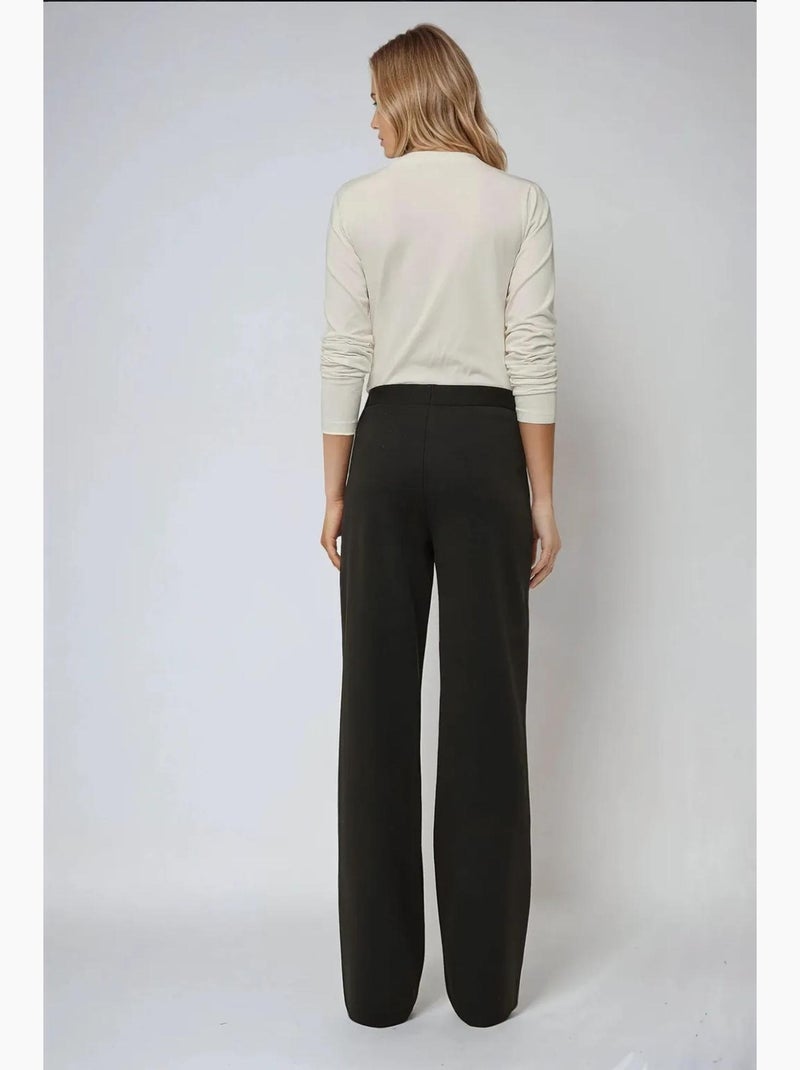 Pantalon large taille haute à détails boutonnés hiccup Noir - Kiabi