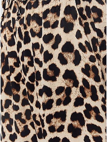 Pantalon large taille haute à imprimé léopard mixray