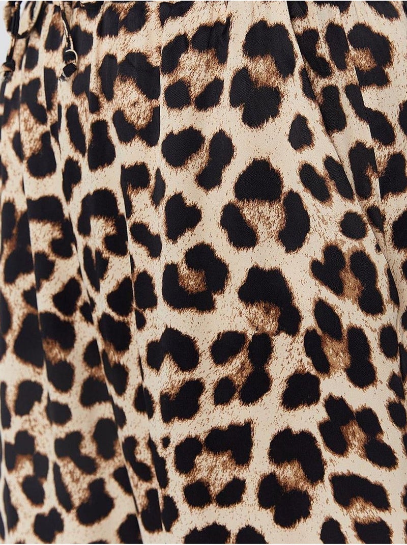 Pantalon large taille haute à imprimé léopard mixray Beige argile - Kiabi