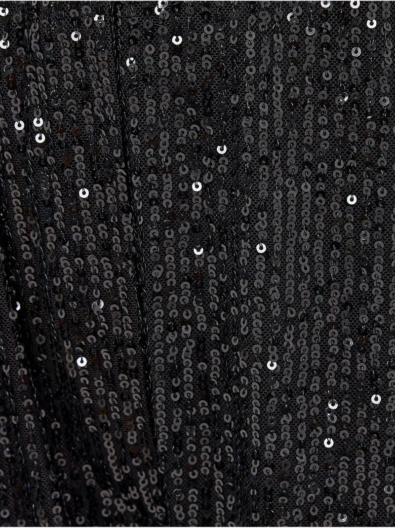 Pantalon large taille haute à paillettes Noir - Kiabi