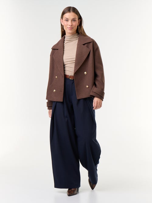 Pantalon large taille haute à pinces - Kiabi