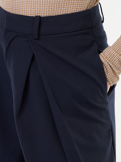 Pantalon large taille haute à pinces - Kiabi