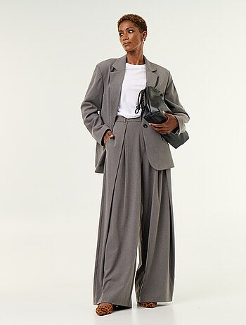 Pantalon large taille haute à pinces