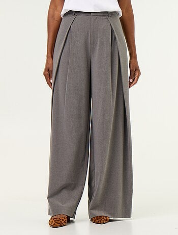 Pantalon large taille haute à pinces