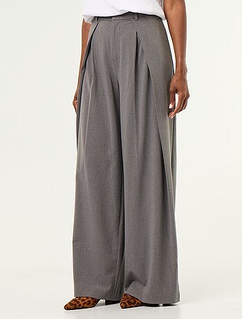 Pantalon large taille haute à pinces