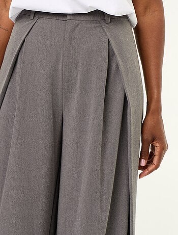 Pantalon large taille haute à pinces