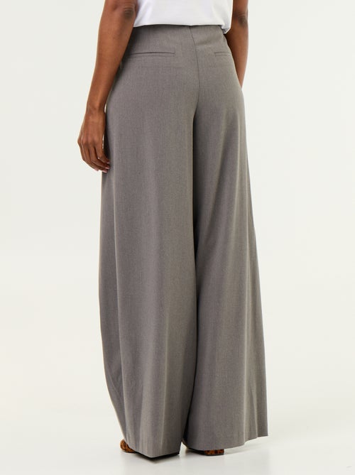Pantalon large taille haute à pinces - Kiabi