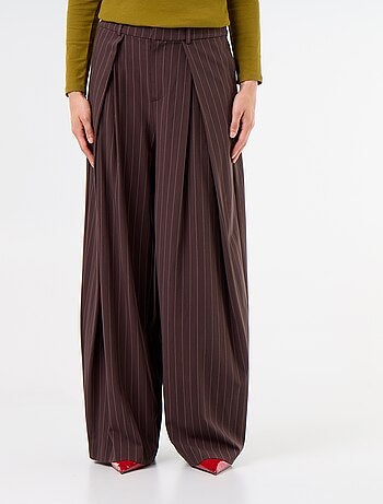 Pantalon large taille haute à pinces