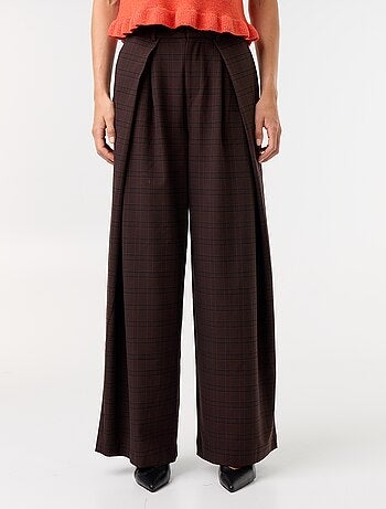 Pantalon large taille haute à pinces