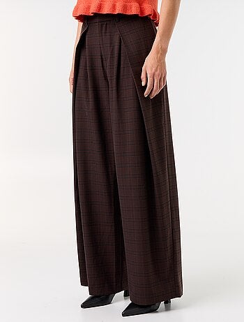 Pantalon large taille haute à pinces