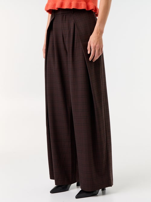 Pantalon large taille haute à pinces - Kiabi