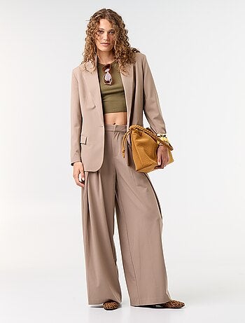 Pantalon large taille haute à pinces