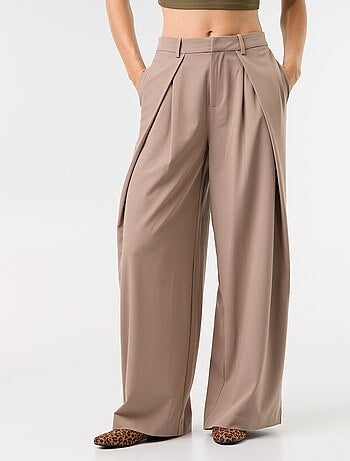 Pantalon large taille haute à pinces