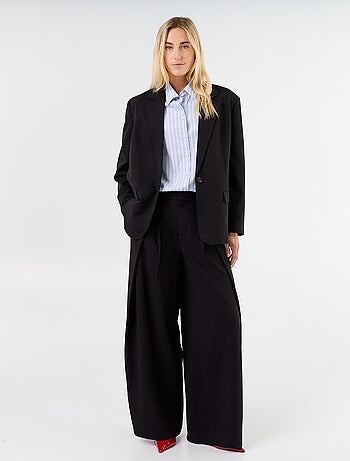 Pantalon large taille haute à pinces
