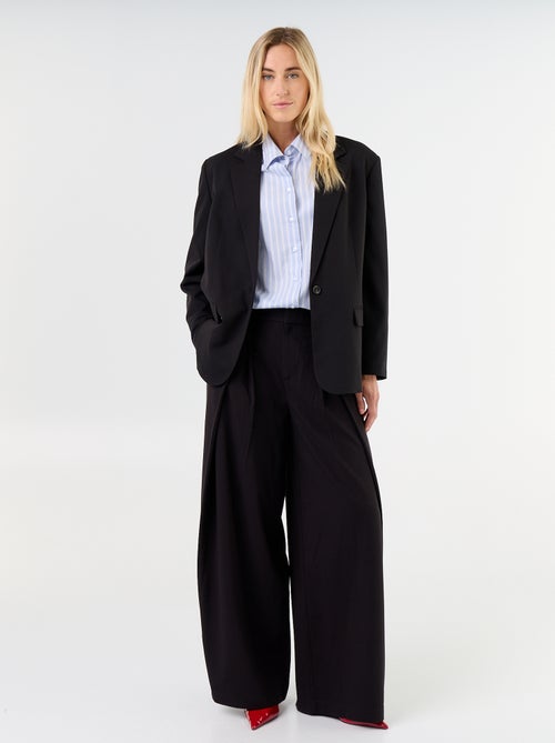 Pantalon large taille haute à pinces - Kiabi