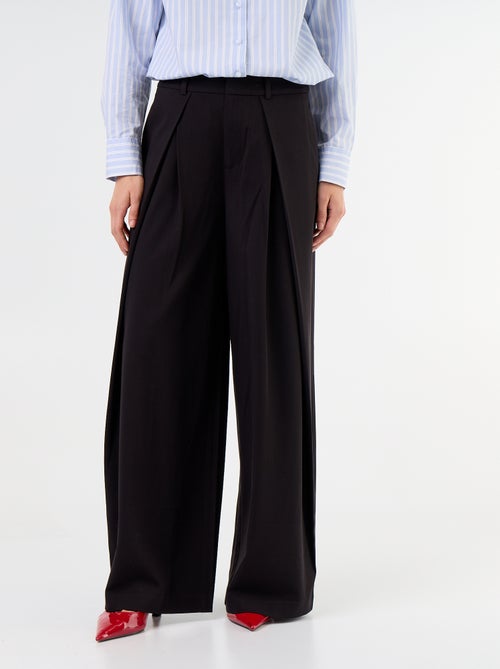 Pantalon large taille haute à pinces - Kiabi