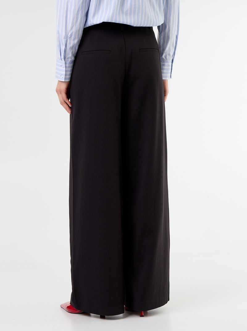 Pantalon large taille haute à pinces Noir - Kiabi