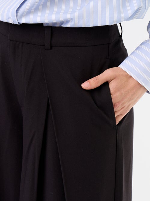 Pantalon large taille haute à pinces - Kiabi