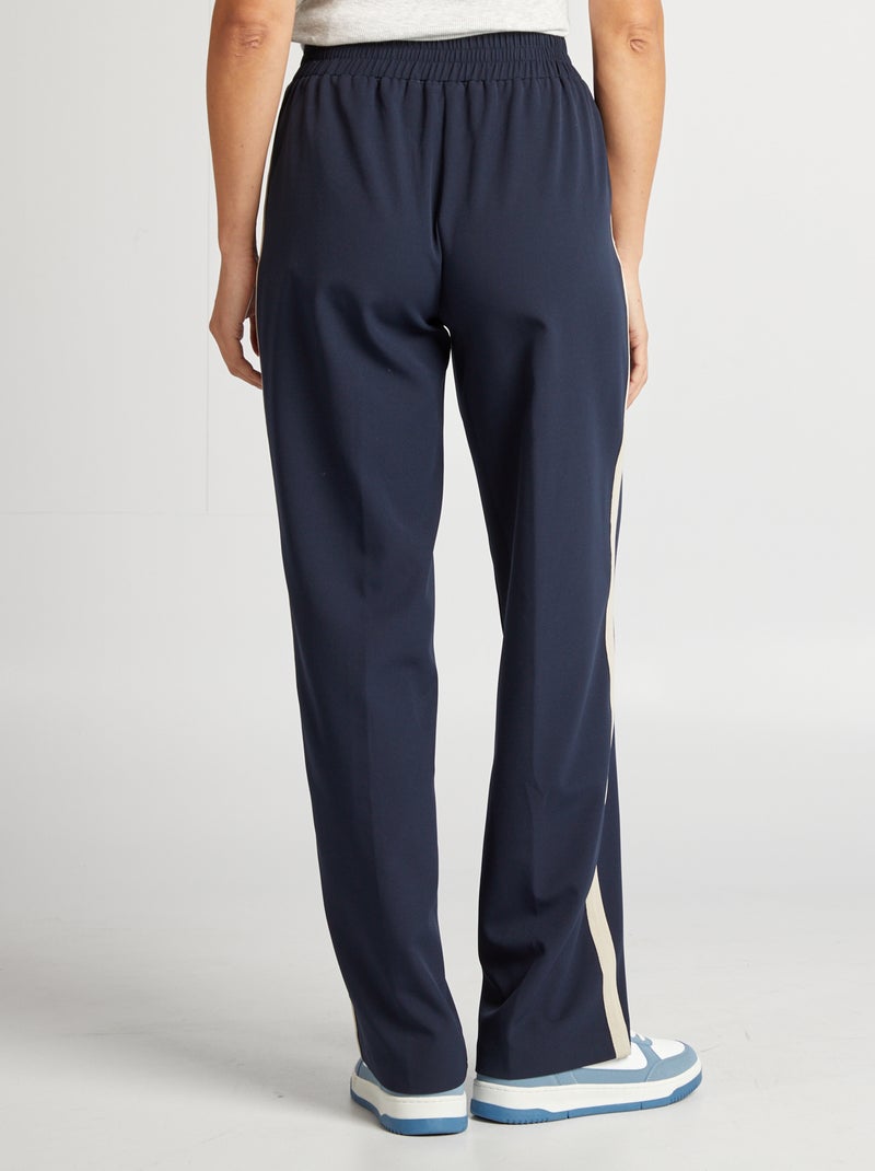 Pantalon large taille haute avec bandes contrastantes Bleu - Kiabi