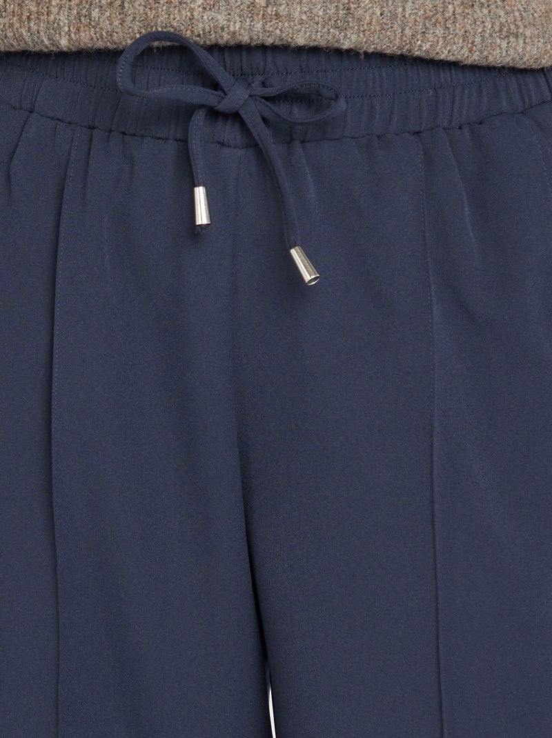 Pantalon large taille haute avec bandes contrastantes Bleu - Kiabi