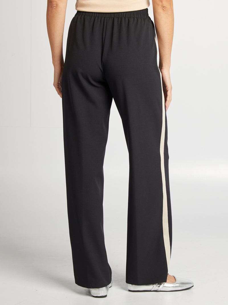 Pantalon large taille haute avec bandes contrastantes Noir - Kiabi