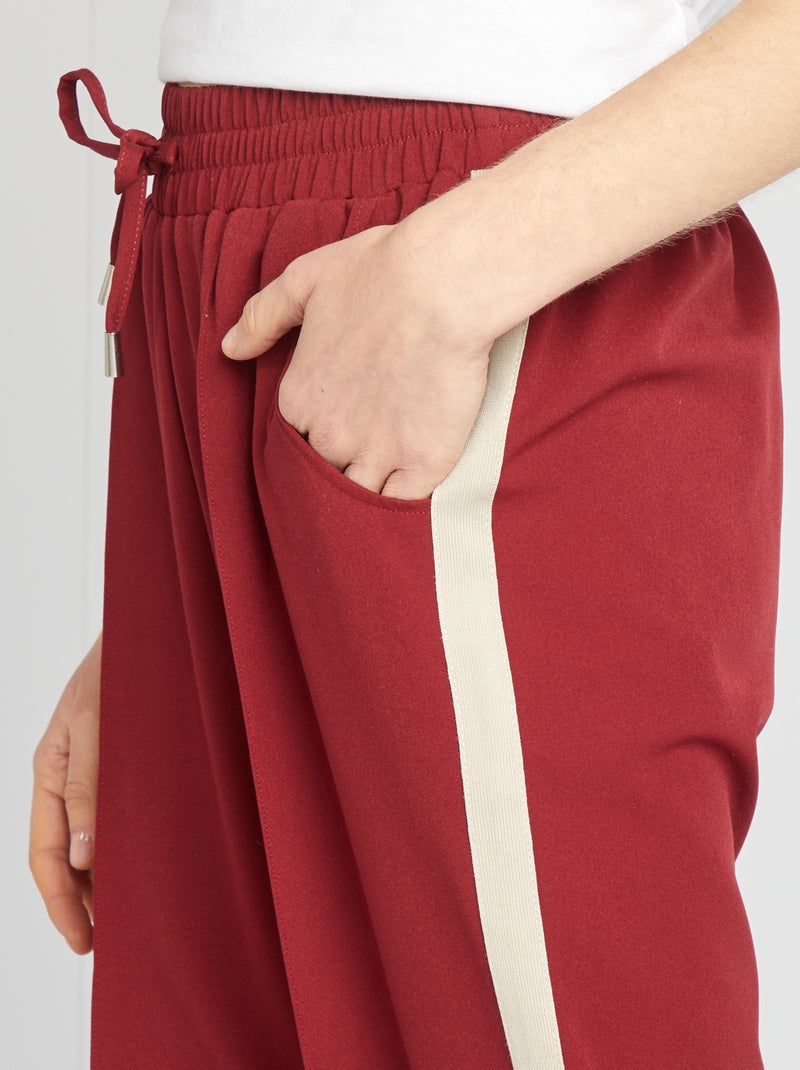 Pantalon large taille haute avec bandes contrastantes Rouge - Kiabi