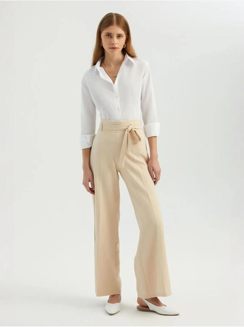 Pantalon large taille haute avec ceinture - Kiabi Pantalon large taille haute avec ceinture - Kiabi