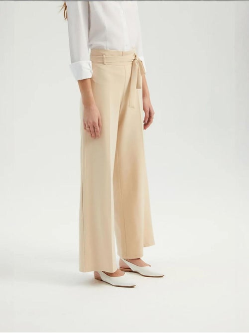 Pantalon large taille haute avec ceinture - Kiabi Pantalon large taille haute avec ceinture - Kiabi