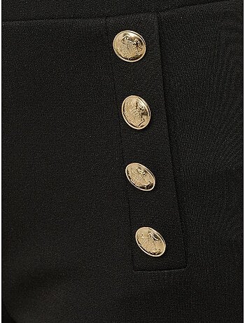 Pantalon large taille haute avec détails boutonnés