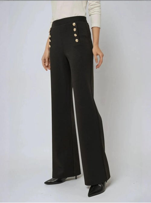 Pantalon large taille haute avec détails boutonnés - Kiabi Pantalon large taille haute avec détails boutonnés - Kiabi