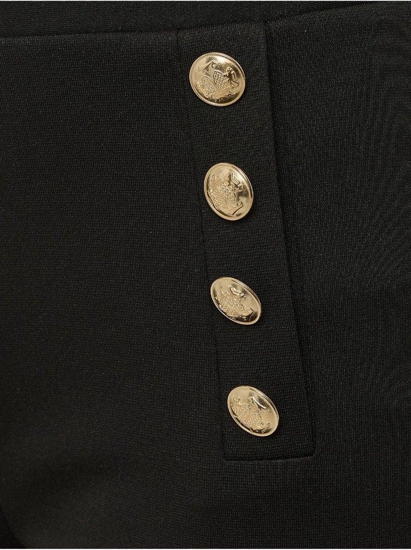 Pantalon large taille haute avec détails boutonnés Noir - Kiabi