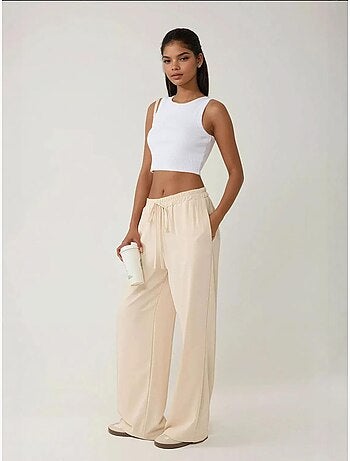 Pantalon large taille haute