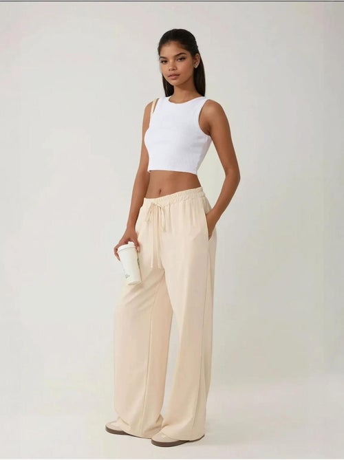 Pantalon large taille haute - Kiabi
