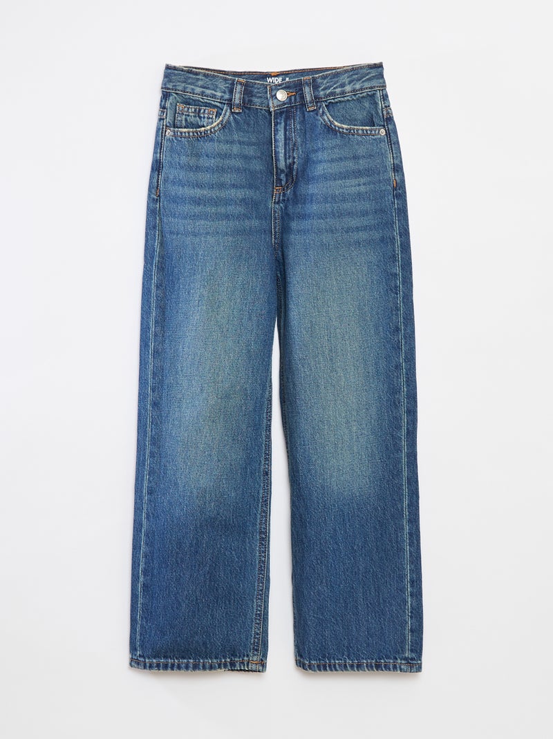 Pantalon large taille haute Bleu - Kiabi