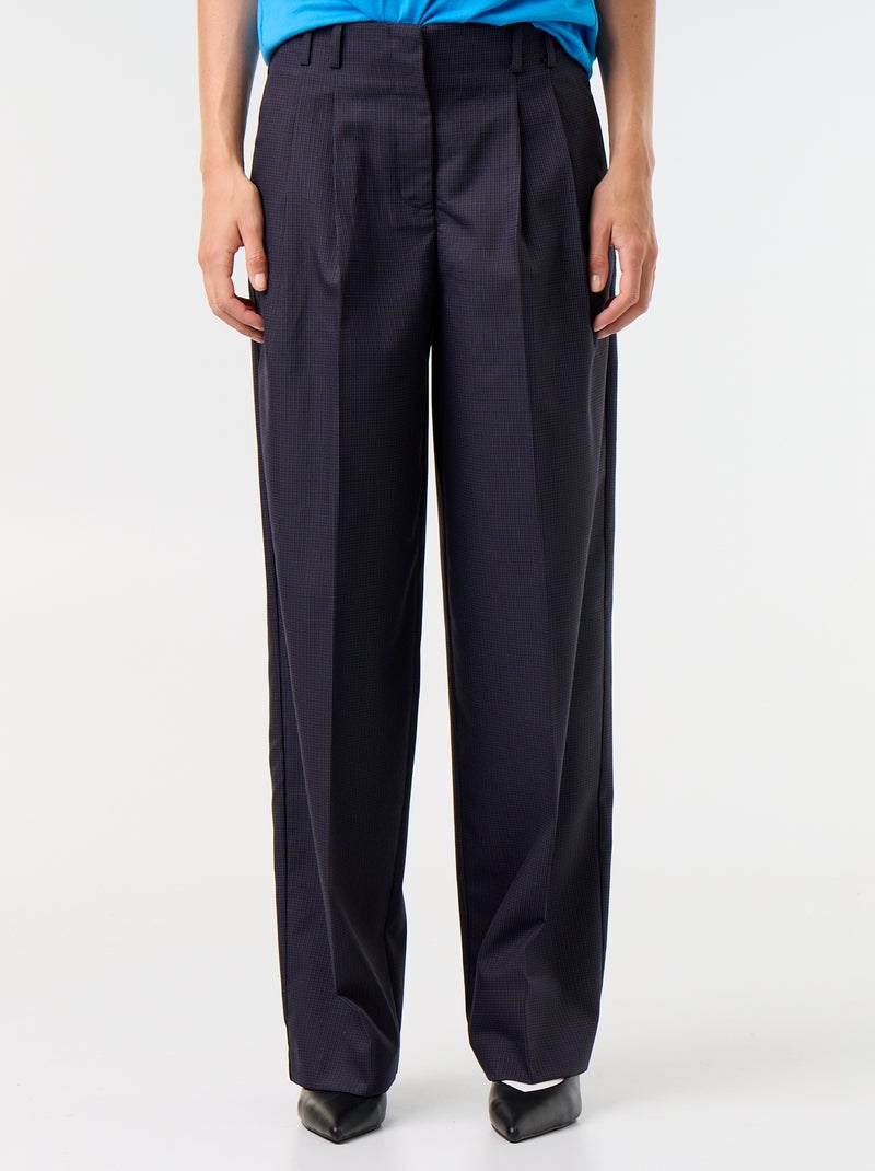 Pantalon large taille haute Bleu - Kiabi