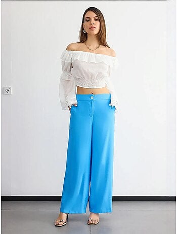 Pantalon large taille haute