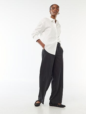 Pantalon large taille haute ceinture et passants