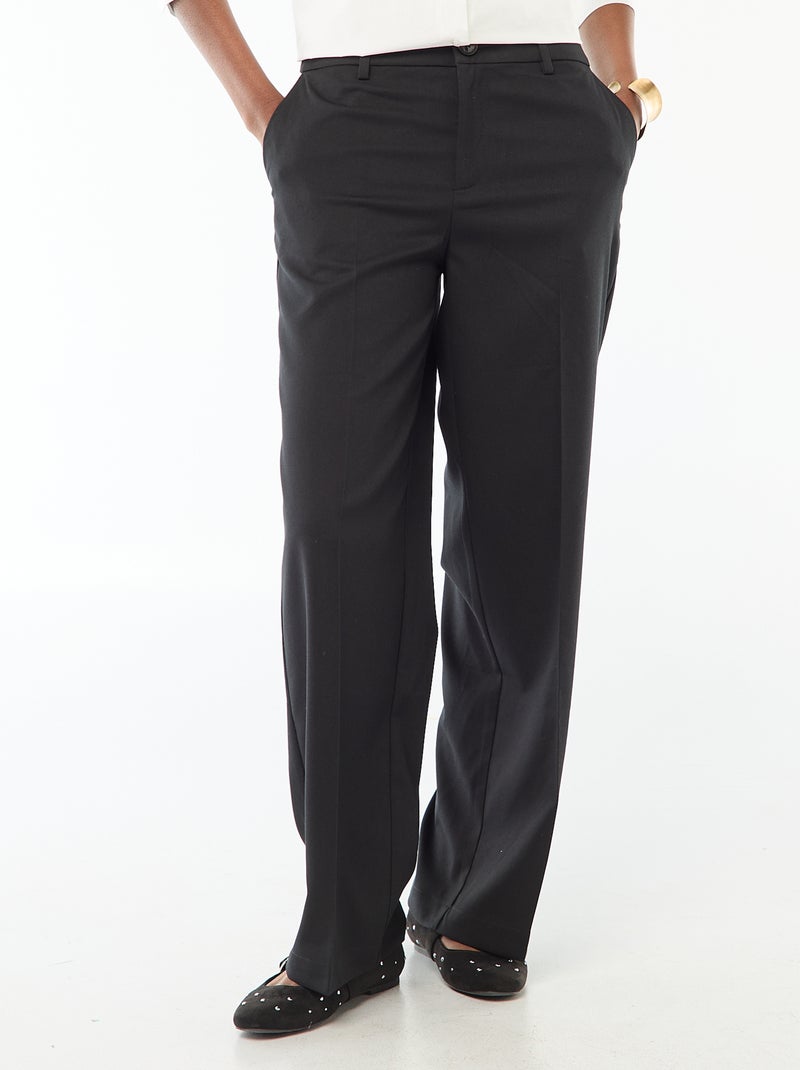 Pantalon large taille haute ceinture et passants Noir - Kiabi