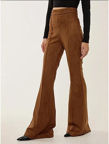 Pantalon large taille haute en daim avec pinces hiccup