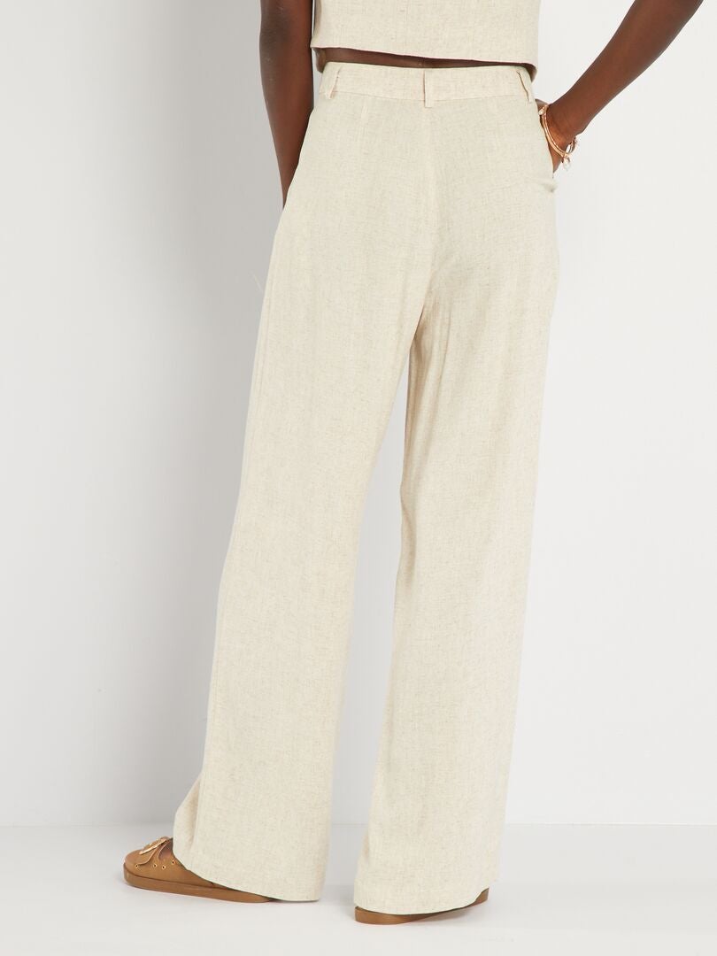 Pantalon coton et lin - beige - Kiabi - 25.00€